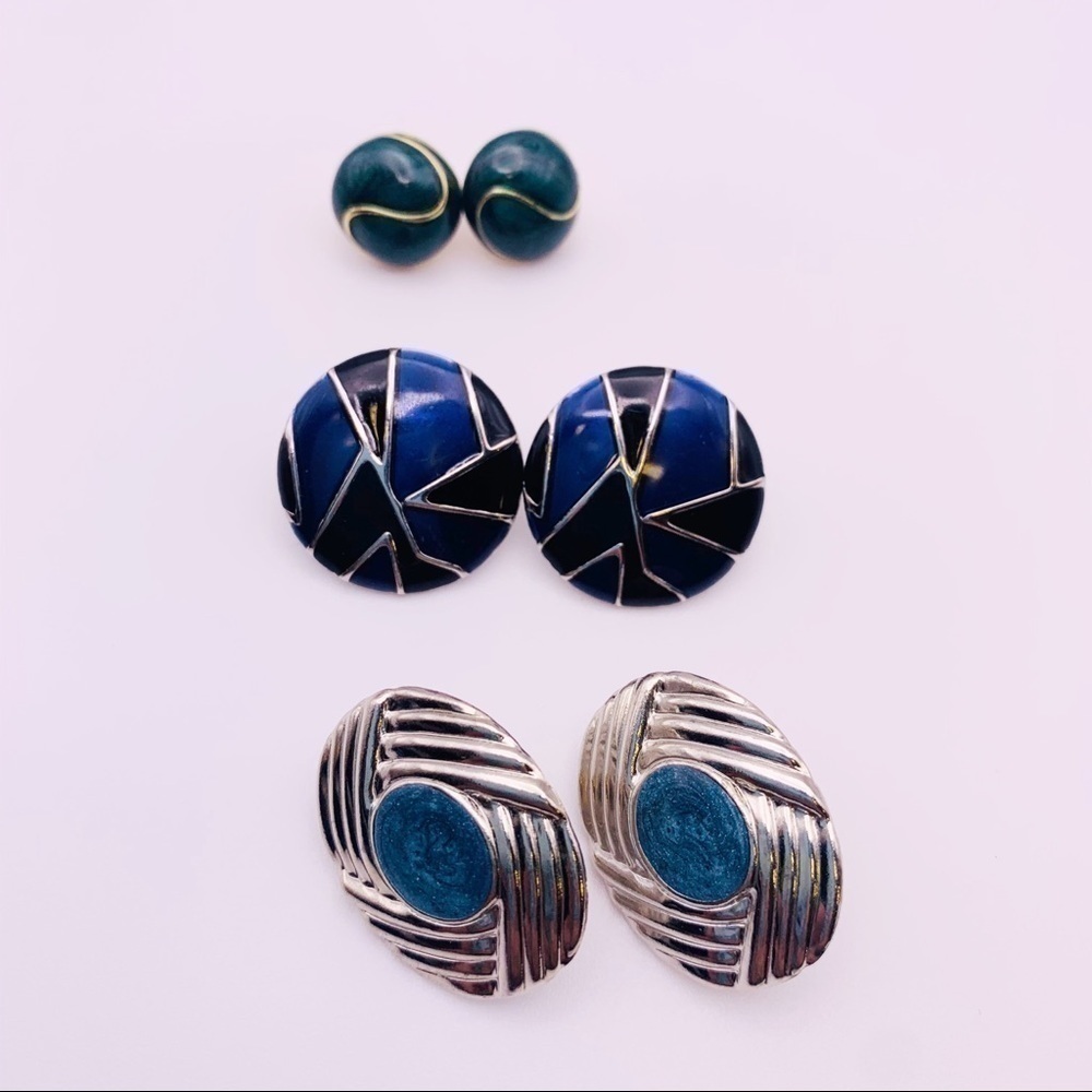 Blue and Green Stud Earring Lot